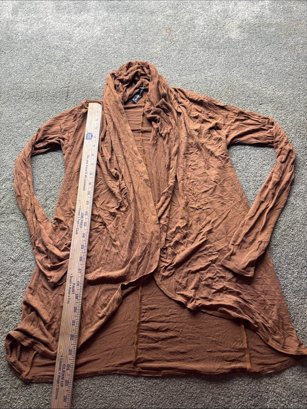 Women's M Open-Front Brown Draped Cardigan
